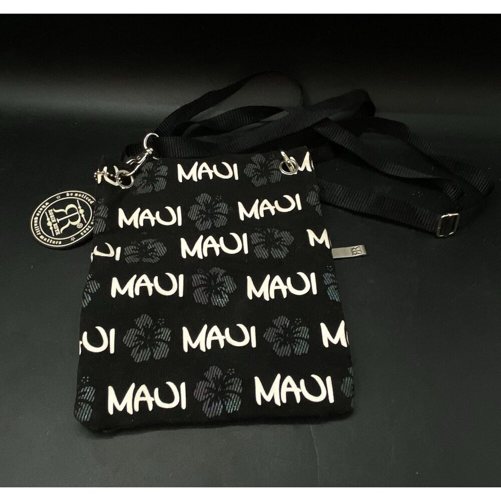 Maui Robin Ruth Purse Bag 2 Zipper Pockets HAWAII Size 8” Black Crossbody - Picture 7 of 8